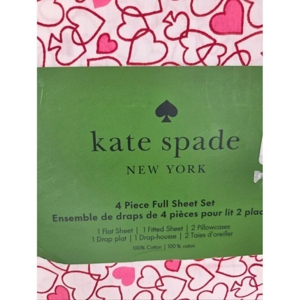 Kate Spade Full Cotton‎ Red Heart Sheet Set Valentines Day